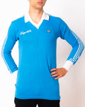 Vintage Ennerre sky blue long sleeve football shirt with Figurati embroidery, front