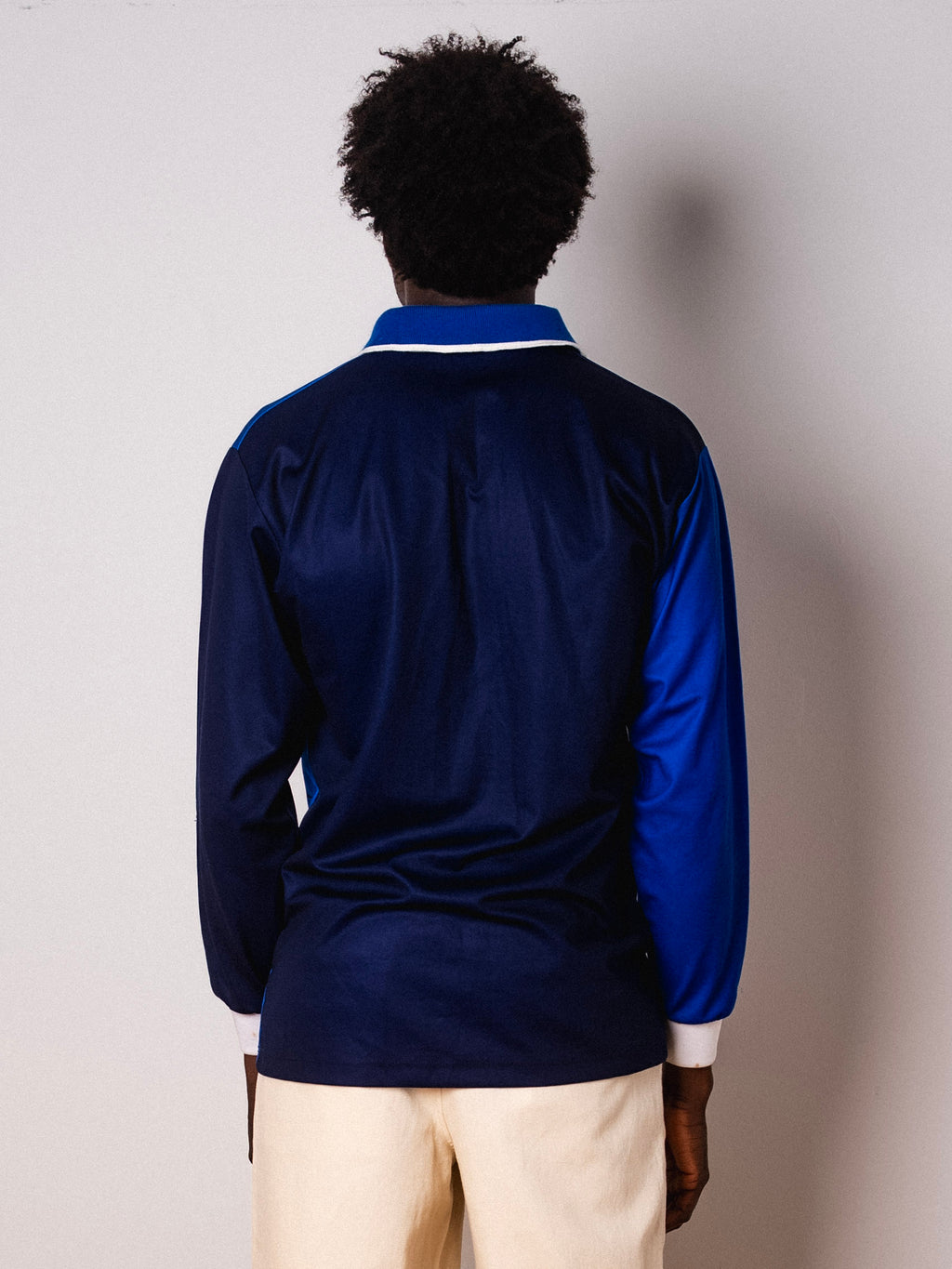 Vintage Lotto navy and blue long sleeve football shirt with Figurati embroidery, back
